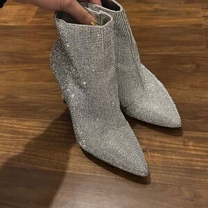 Gianni Bini Sparkling Silver Ankle Booties